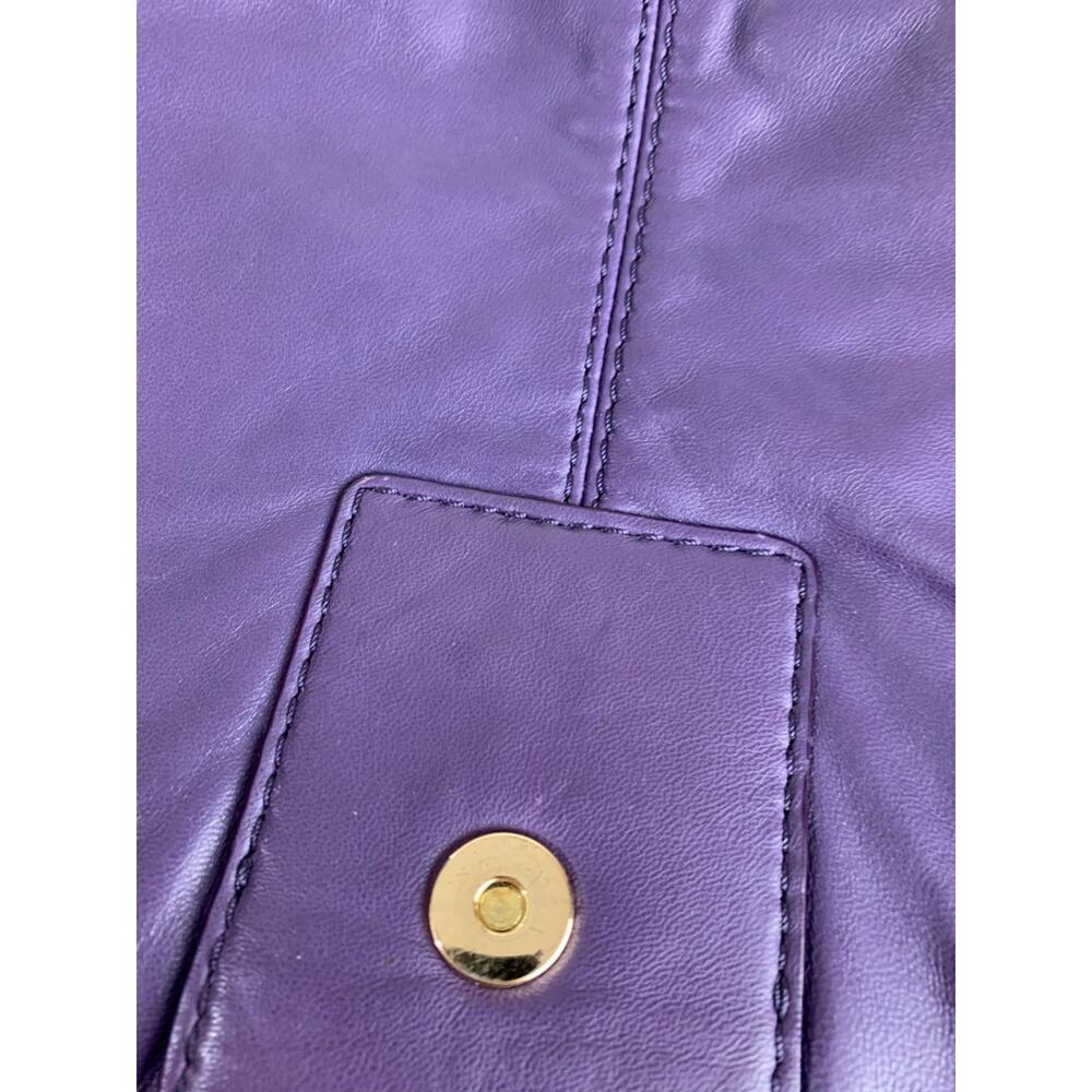 Michael Kors Morgen Purple Leather Hobo Bag Goldtone Hardware Buckle B-1006 - Picture 9 of 12